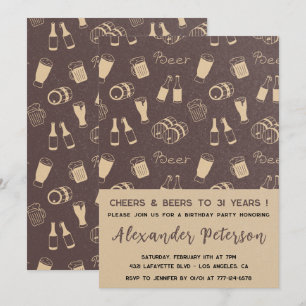 Cartes d'invitation Rustique Bière Motif 31e anniv