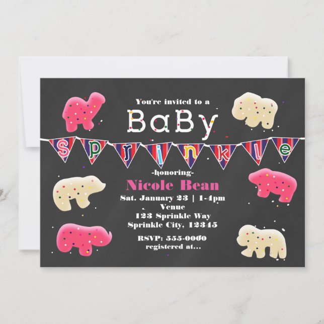 Cartes d'invitation saupoudrées pour Baby Shower s (Devant)