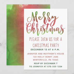 Cartes d'invitation simple rouge et vert pour une 