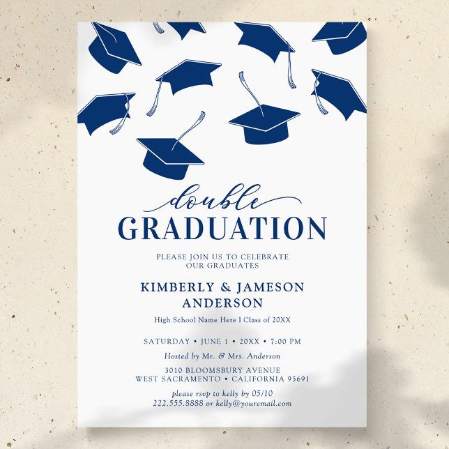 Cartes d'invitation simples bleues pour une double (Créateur téléchargé)