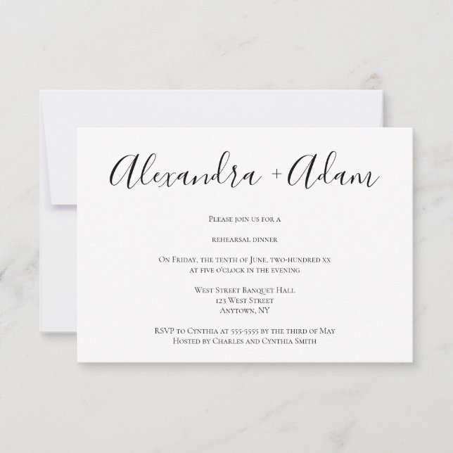 Cartes d'invitation simples et modernes pour un dî (Devant)