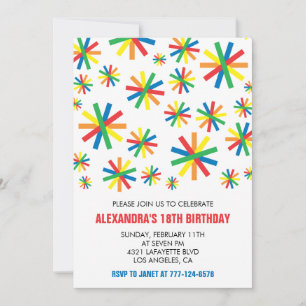 Cartes d'invitation simples pour 18 ans Confetti 