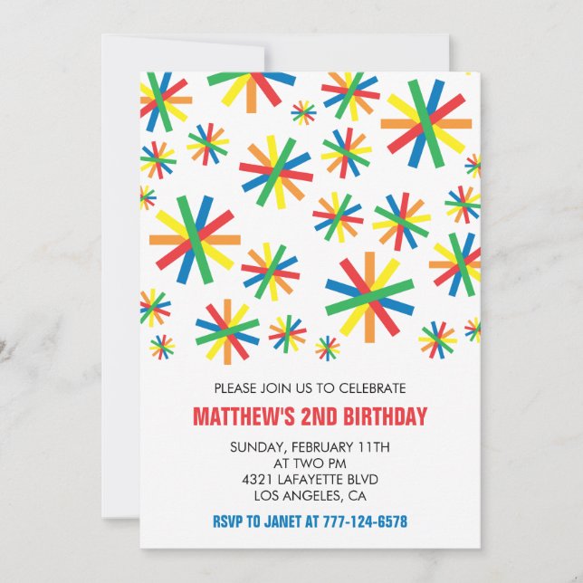 Cartes d'invitation simples pour 2ème anniversaire (Devant)