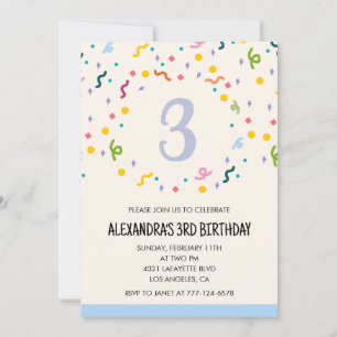 Cartes d'invitation simples pour 3ème anniversaire