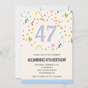 Cartes d'invitation simples pour 47e anniversaire