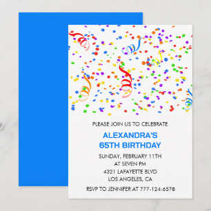 Cartes d'invitation simples pour 65e anniversaire