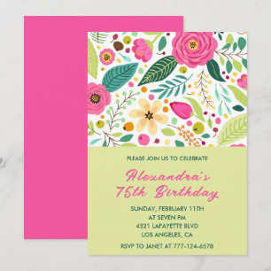 Cartes d'invitation simples pour 75 ans Floral Col
