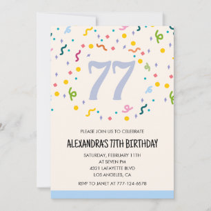 Cartes d'invitation simples pour 77ème anniversair