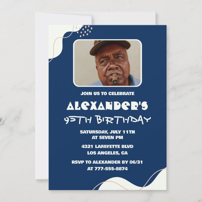 Cartes d'invitation simples pour 95e anniversaire  (Devant)