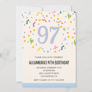 Cartes d'invitation simples pour 97e anniversaire 