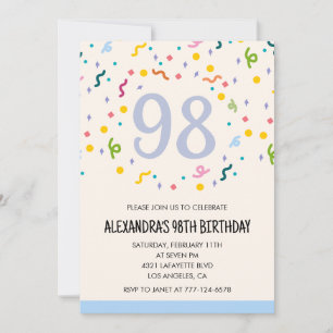 Cartes d'invitation simples pour 98e anniversaire 