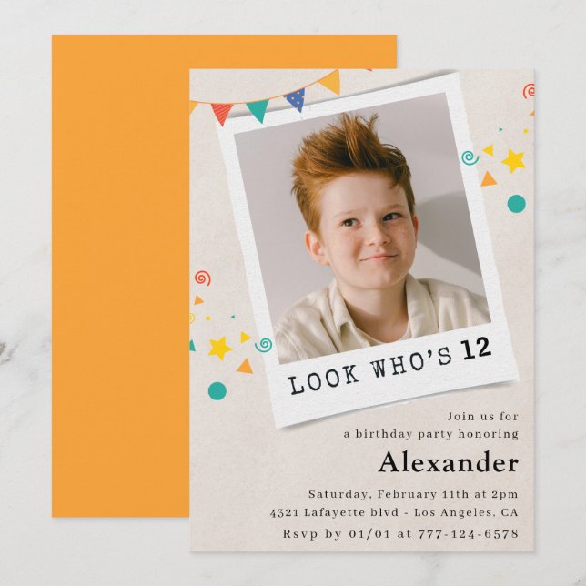 Cartes d'invitation simples pour les 12 ans d'un g (Devant / Derrière)