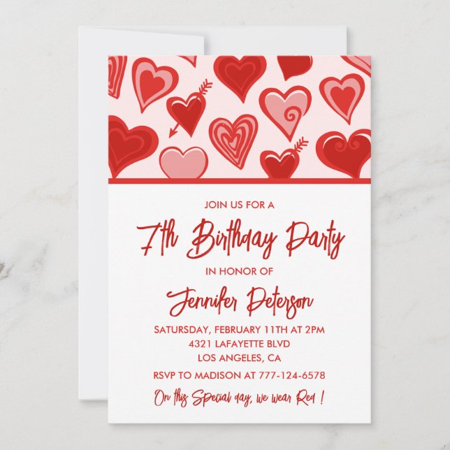 Cartes d'invitation simples pour son 7ème annivers (Devant)