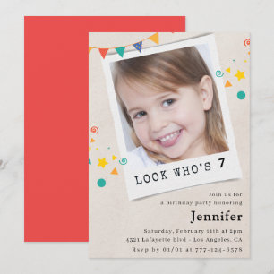 Cartes d'invitation simples pour un 7ème anniversa