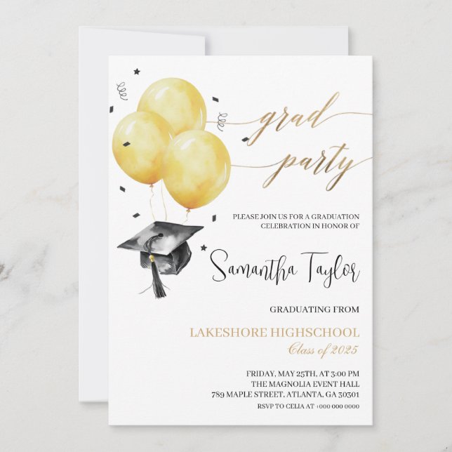 Cartes d'invitation simples pour une fête de fin d (Devant)