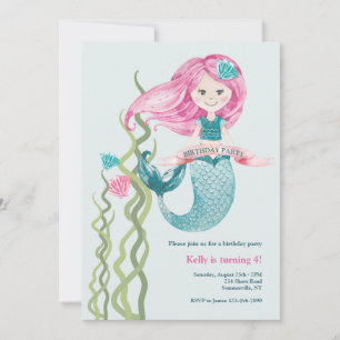 Cartes d'invitation Sirène d'anniversaire