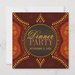 Cartes d'invitation spéciales pour dîner tribal or