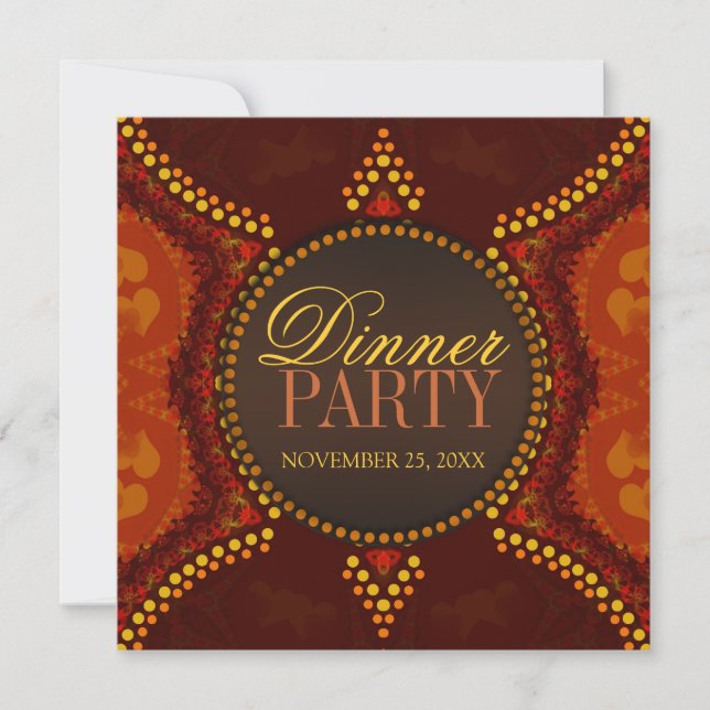 Cartes d'invitation spéciales pour dîner tribal or (Devant)