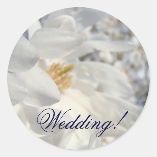 Cartes d'invitation Stickers Mariage Fleurs Blanch (Devant)