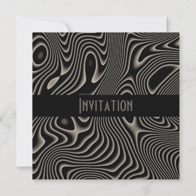 Cartes d'invitation Style Abstrait Noir & Blanc Im (Devant)