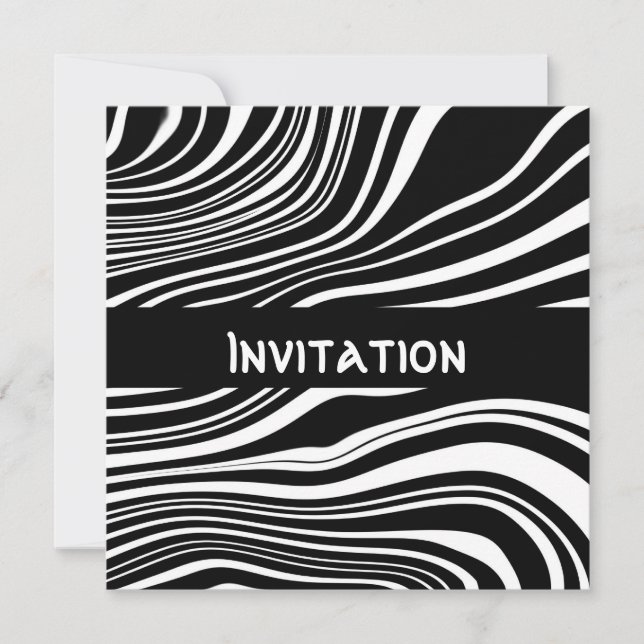 Cartes d'invitation Style Abstrait Noir & Blanc Im (Devant)