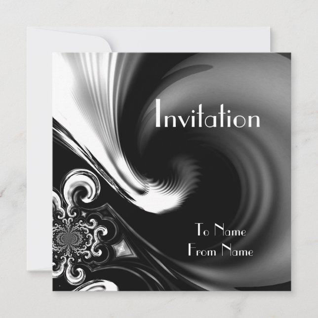 Cartes d'invitation Style Abstrait Noir & Blanc Mé (Devant)