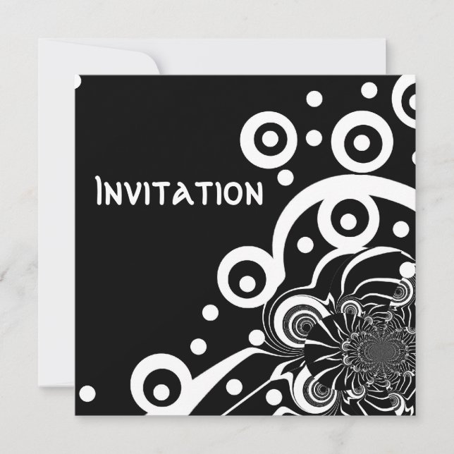 Cartes d'invitation Style Noir & Blanc Espace Clai (Devant)