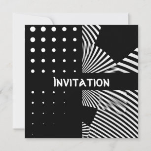 Cartes d'invitation Style Taches Rayure Noir & Bla