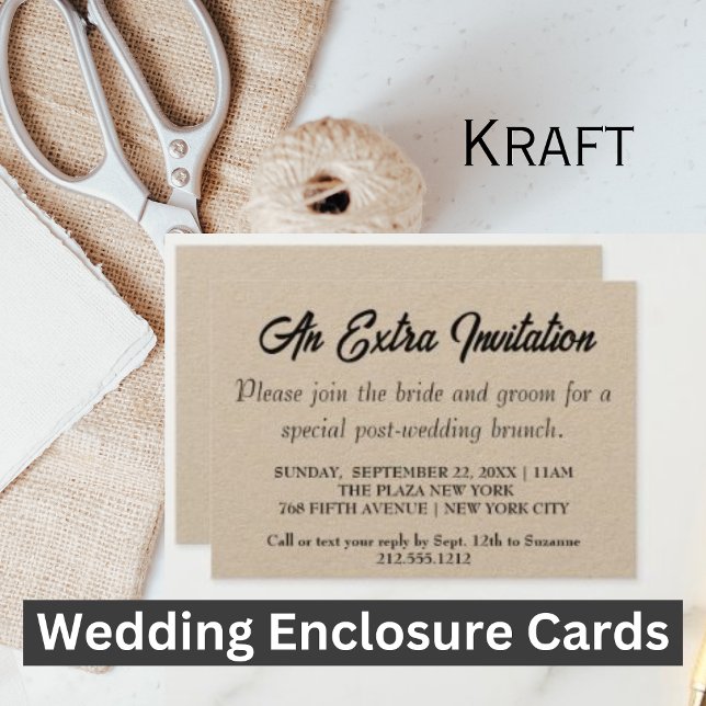 Cartes d'invitation supplémentaires pour brunch de (Kraft Wedding Enclosure Cards)