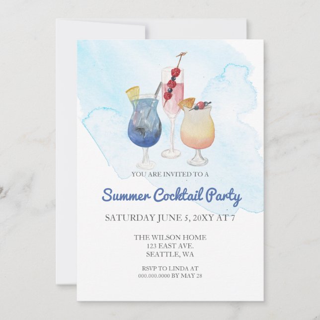 Cartes d'invitation tendance pour soirée cocktail  (Devant)