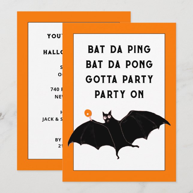 Cartes d'invitation tendance pour une fête d'Hallo (Devant / Derrière)