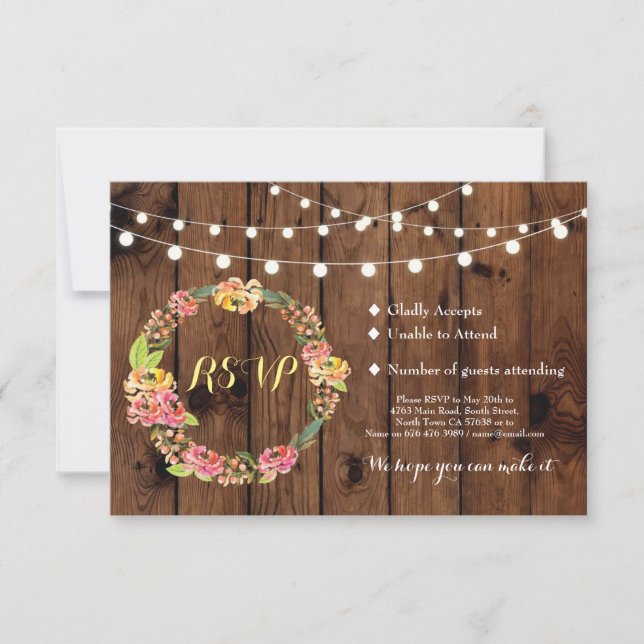 Cartes d'invitation Tiki Floral Bois Rustique pour (Devant)