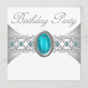 Cartes d'invitation turquoise bleu argent pour ann