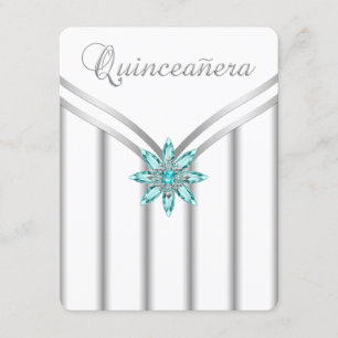 Cartes d'invitation Turquoise Bleu Argent pour Qui