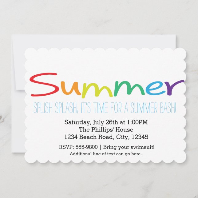 Cartes d'invitation typographiques arc-en-ciel pou (Devant)