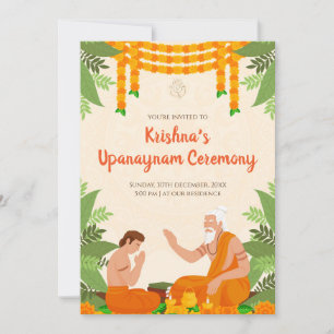 Cartes d'invitation Upanayanam cérémonie du fil in