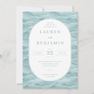 Cartes d'invitation Vague de sarcelle Tranquille