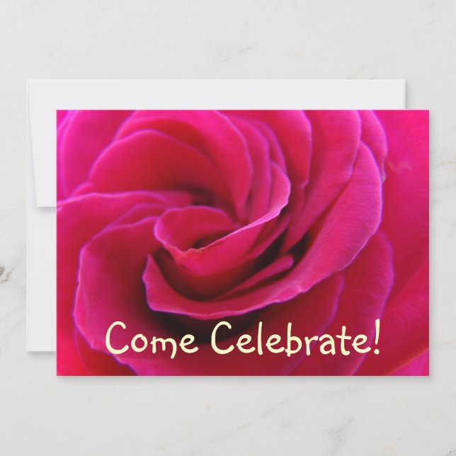 Cartes d'invitation Venez Célébrer ! Fleur de rose (Devant)
