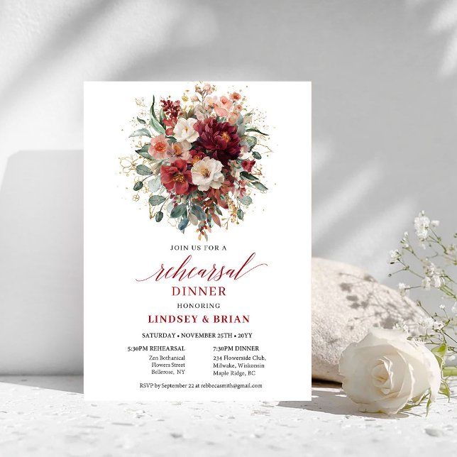 Cartes d'invitation vibrantes terracotta boho pour (Vibrant Terracotta Boho Rehearsal Dinner Invitation

)