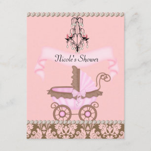 CARTES D'INVITATION VINTAGE DAMASK FILLE BABY SHOW