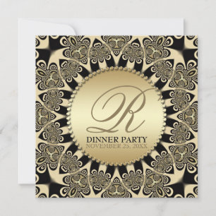 Cartes d'invitation vintage dorées pour soirée Tri