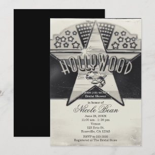 Cartes d'invitation vintage noir et blanc d'Hollyw