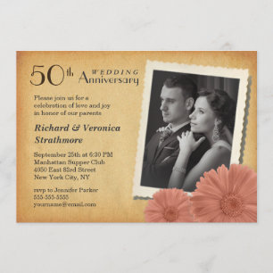 Cartes d'invitation vintage pour 50e anniversaire 