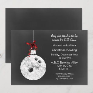 Cartes d'invitation vintage pour bowling de Noël s