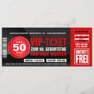 Cartes d'invitation VIP-TICKET (rouge)