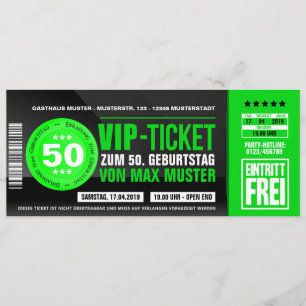 Cartes d'invitation VIP-TICKET (vert)