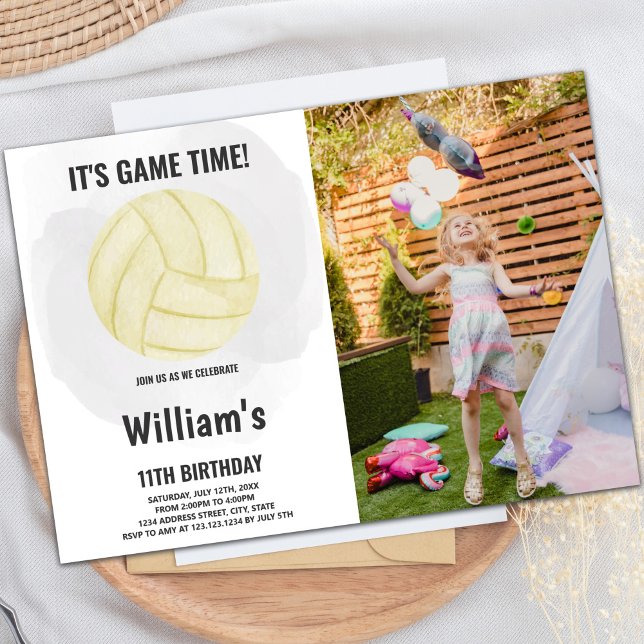 Cartes d'invitation Volleyball avec photo (Volleyball Invitations with photo)