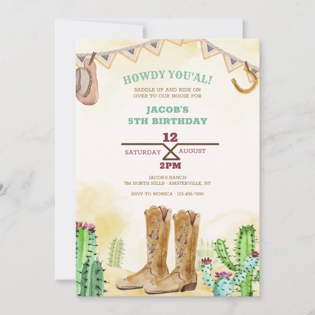 Cartes d'invitation Western Cowboy Boots (Devant)