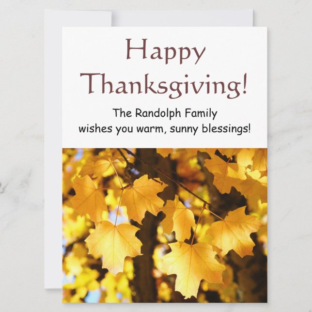Cartes d'invitations pour un joyeux Thanksgiving A (Devant)