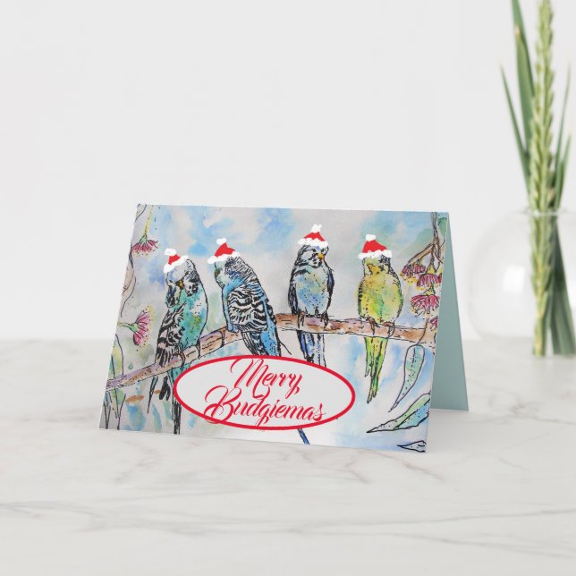 Cartes d'oiseaux amusantes pour Noël Père Noël Bud (Devant)